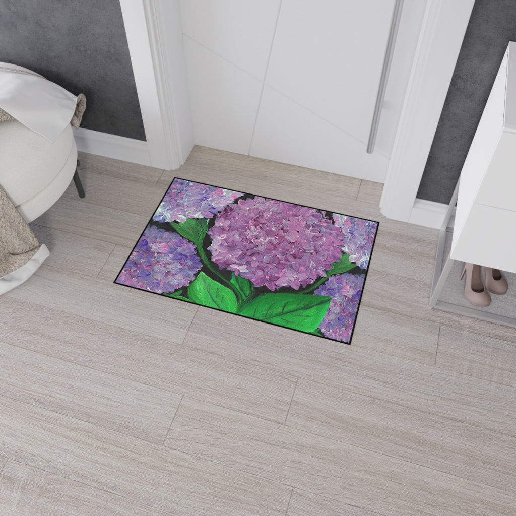 Purple Hydrangeas Floral Heavy-Duty Floor Mat