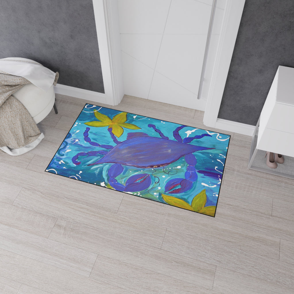 Beach Crab Island and starfish Heavy-Duty Floor Mat — Vibrant Coastal Entry Rug