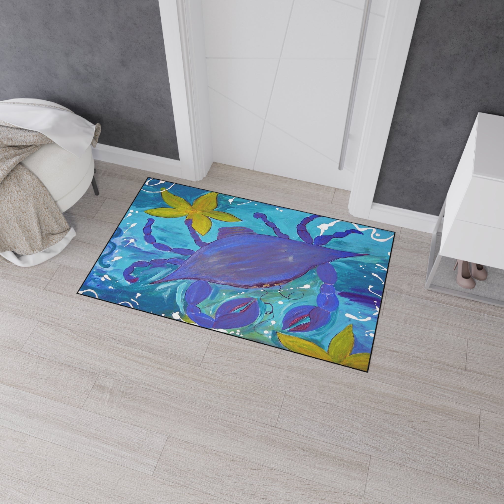 Beach Crab Island and starfish Heavy-Duty Floor Mat — Vibrant Coastal Entry Rug