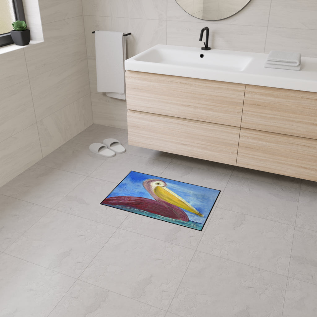 Pelican Art Floor Mat — Heavy-Duty Coastal Welcome Rug