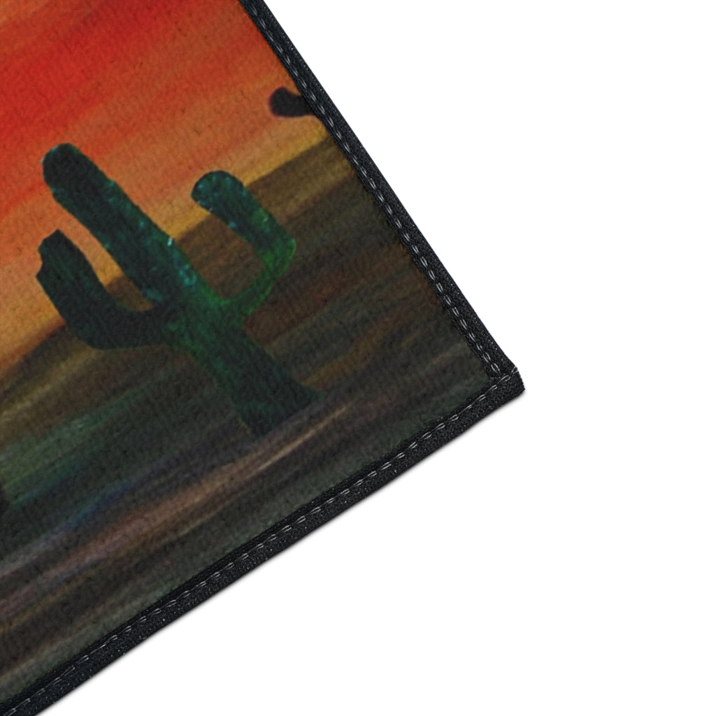 Christmas Cactus Doormat - "Merry Christmas" Desert Sunset Floor Mat