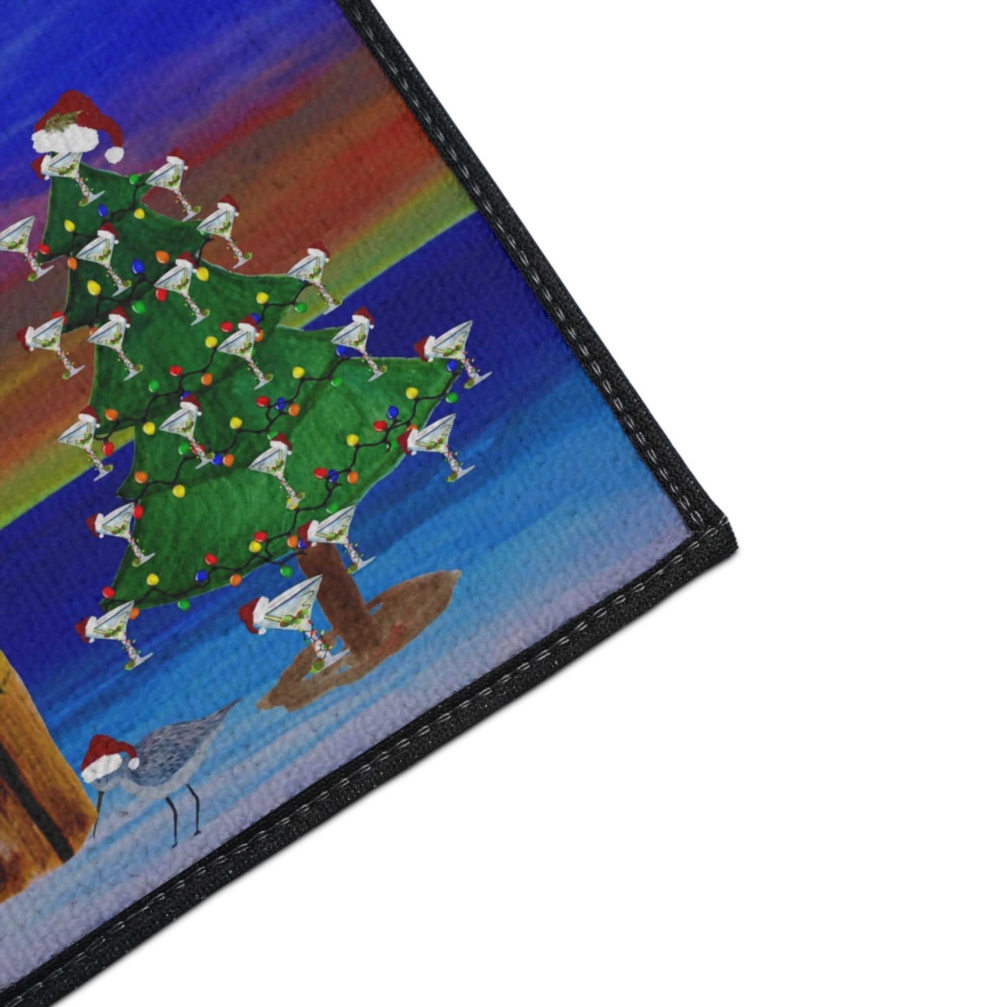 Merry Christmas Tropical Tiki Floor Mat — Heavy Duty Holiday Doormat