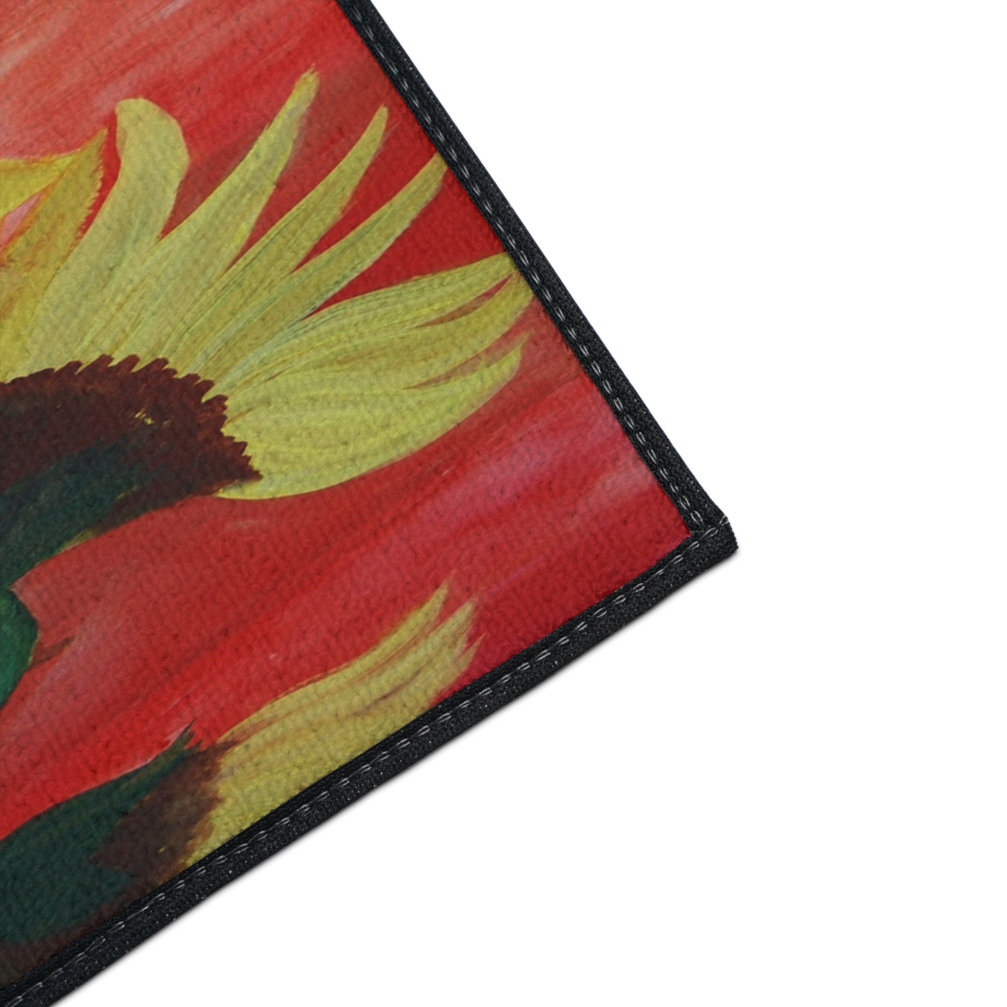 Sunflower Art Heavy-Duty Floor Mat — Bold Yellow Floral Entry Rug