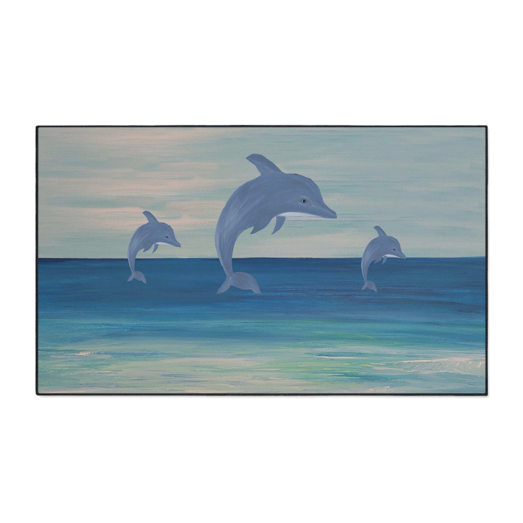 Dolphin Ocean Jump Heavy-Duty Floor Mat Coastal Beach house doormat