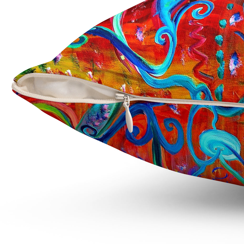 Vibrant Floral Art Pillow — Colorful Boho Garden Throw Pillow