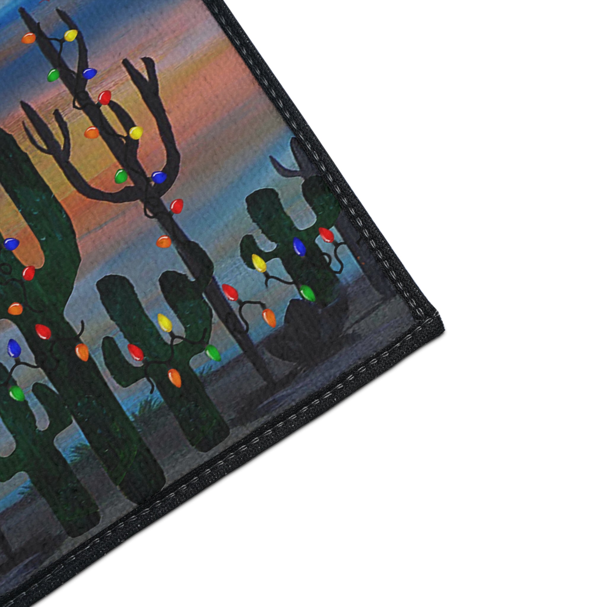 Christmas Cactus Floor Mat – Merry Christmas Desert Scene Doormat