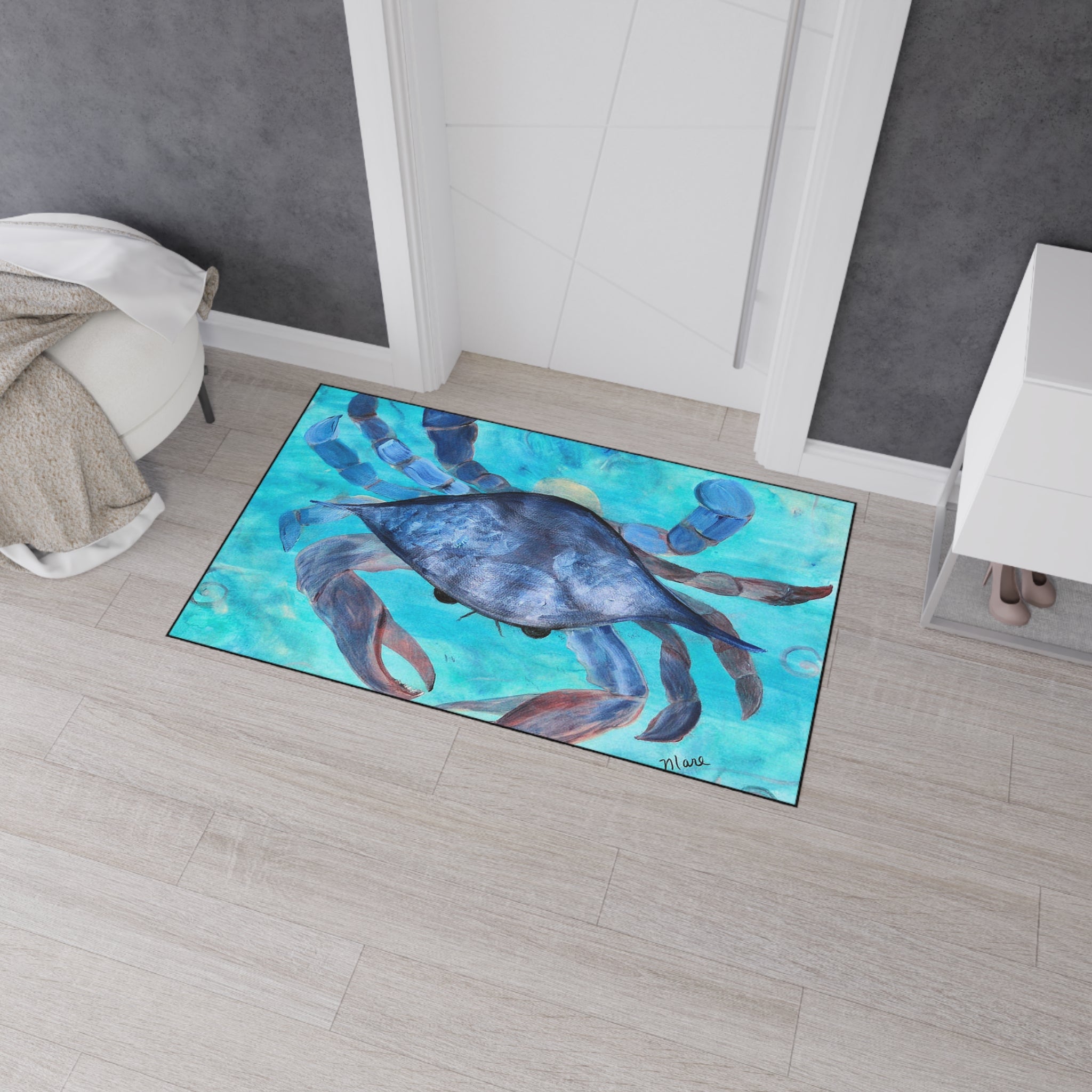 Blue Crab Coastal Floor Mat — Heavy Duty Ocean-Themed Doormat