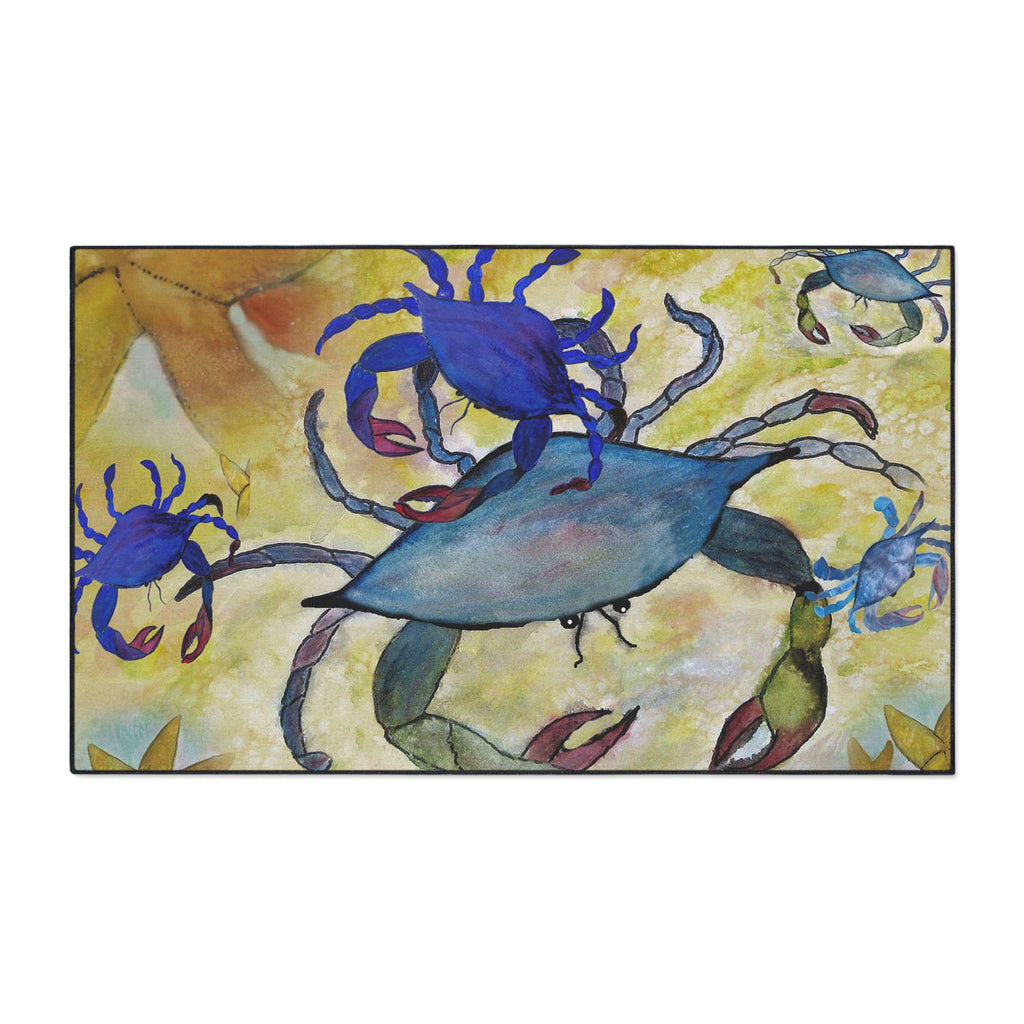 Blue Crab Coastal Floor Mat — Heavy Duty Seaside Doormat