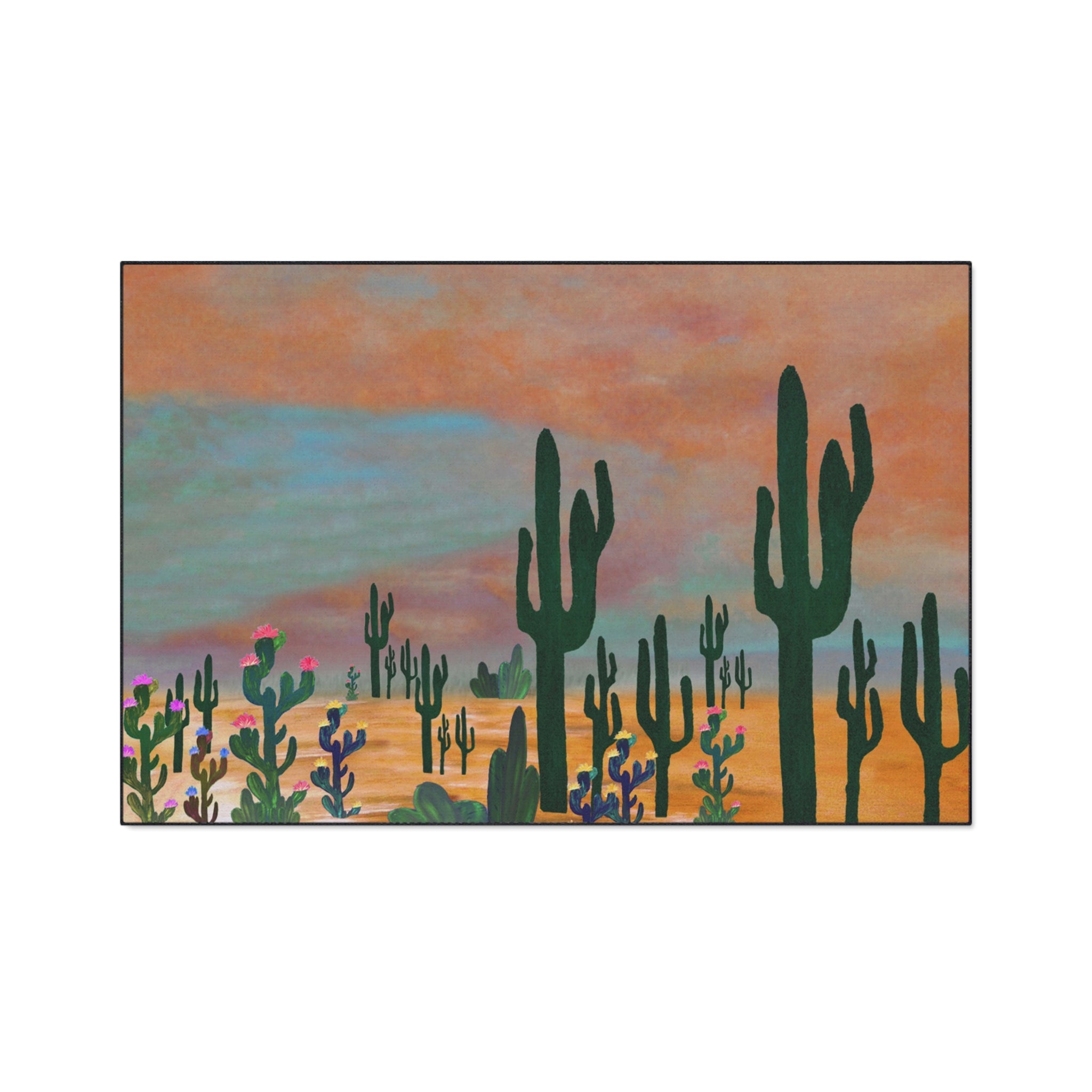 Desert Sunset Cactus Field Floor Mat