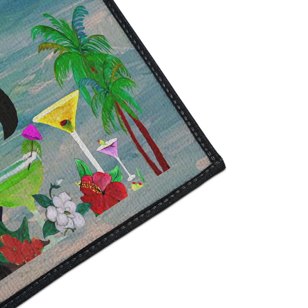Parrot Bar Heavy Duty Floor Mat — "It's 5 O'Clock Somewhere" Tropical Parrot Drink Mat