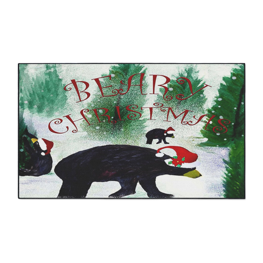 Bear-y Christmas Heavy Duty Floor Mat — Festive Bear Family Holiday Doormat