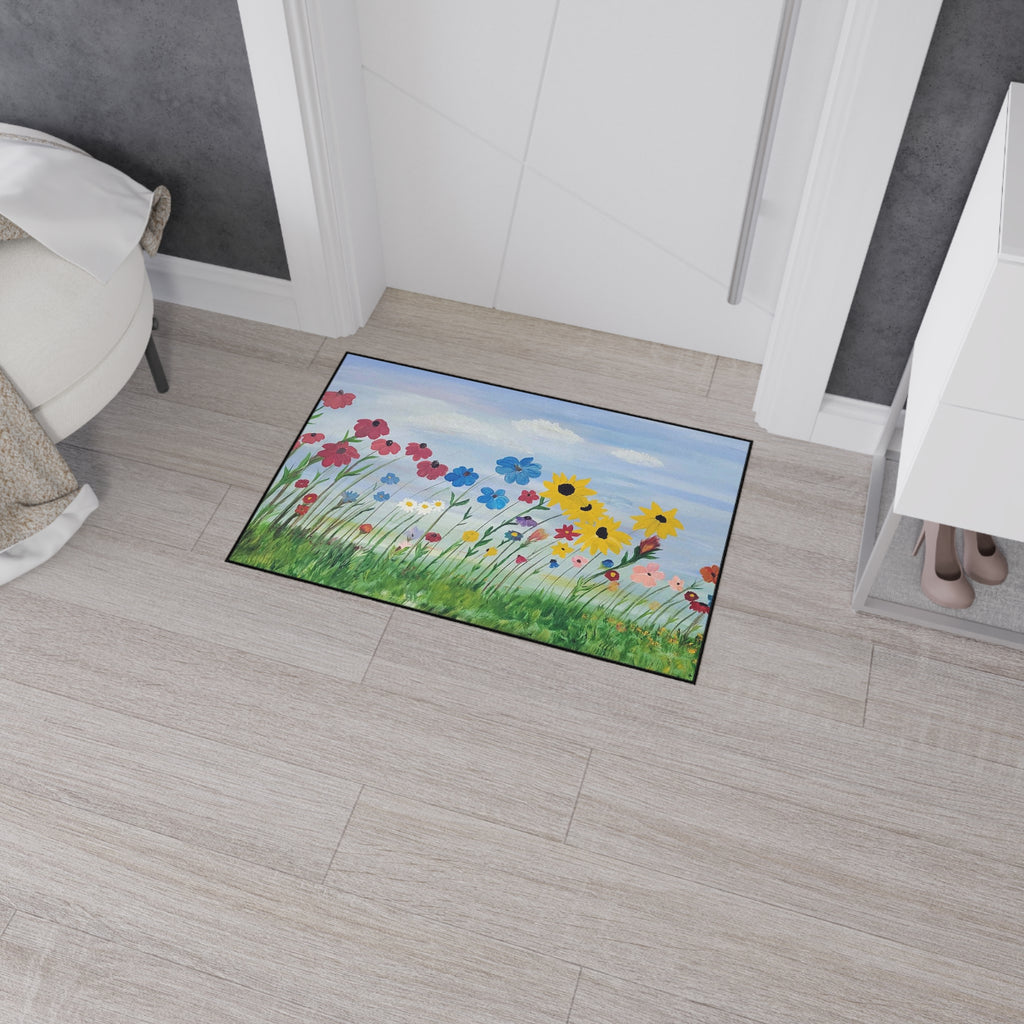 Wildflower Meadow Heavy-Duty Floor Mat — Durable Floral Doormat for Entryway, Kitchen & Patio