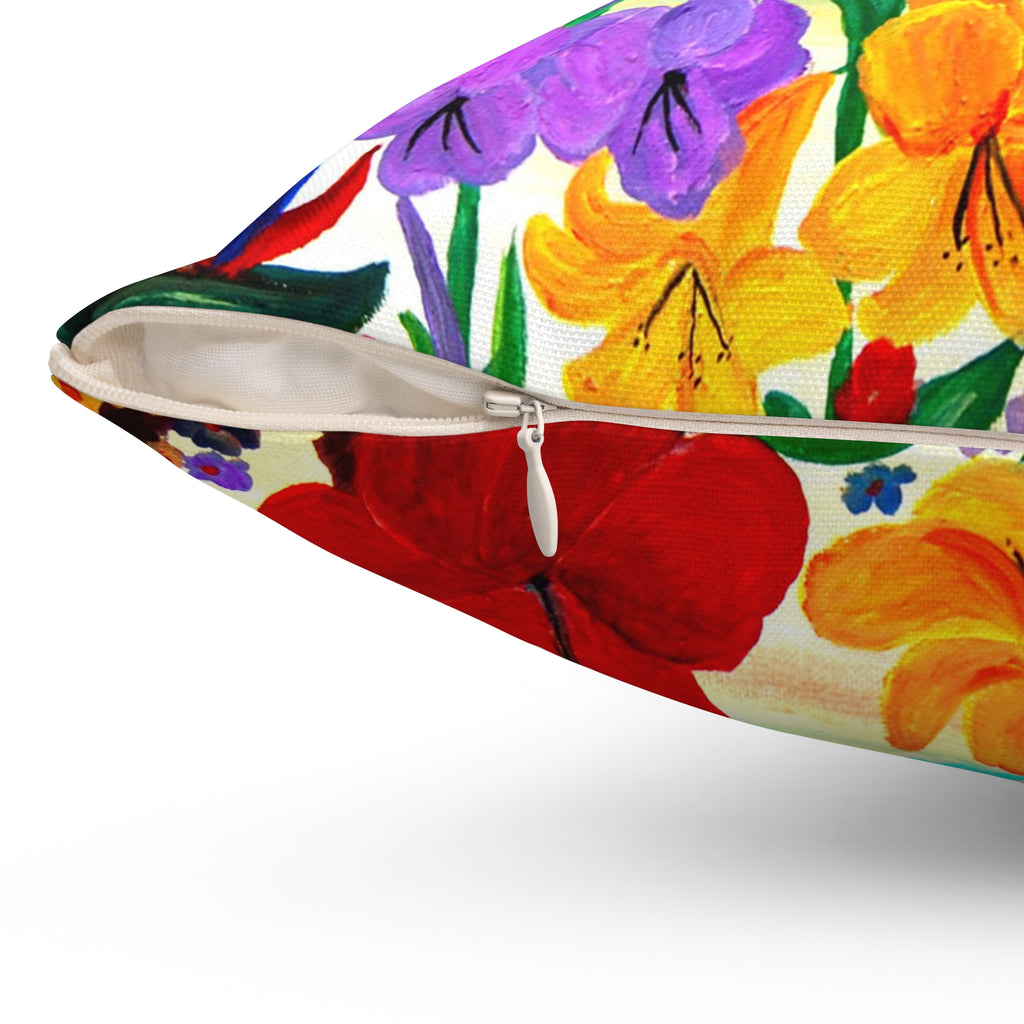 Tropical Beach Pillow - Palm Trees & Hibiscus Decorative Throw