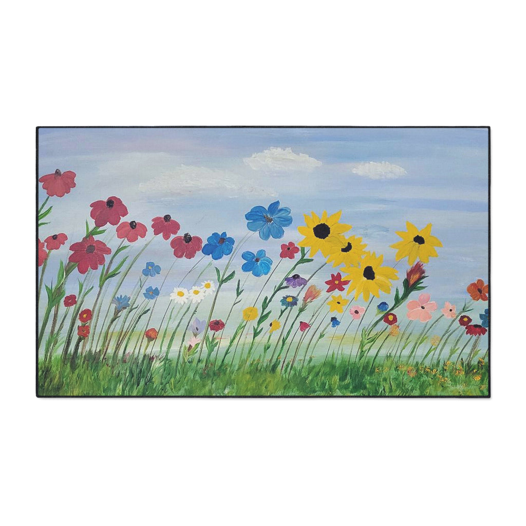 Wildflower Meadow Heavy-Duty Floor Mat — Durable Floral Doormat for Entryway, Kitchen & Patio