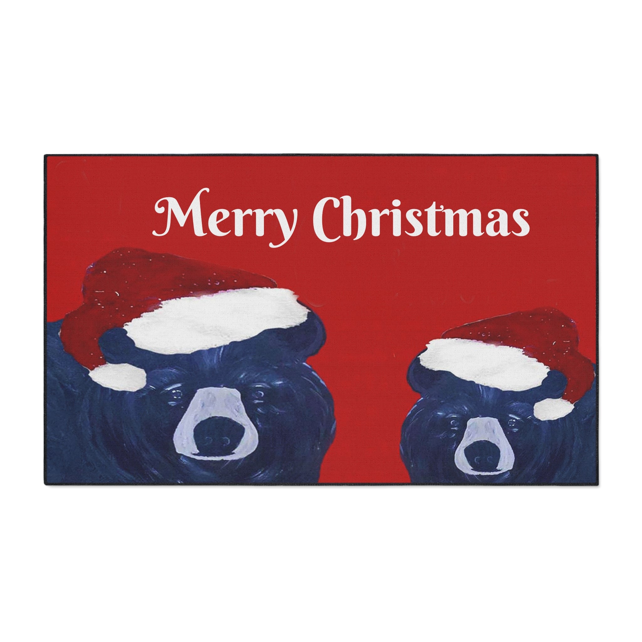 Merry Christmas Bear Floor Mat — Heavy-Duty Holiday Door Rug