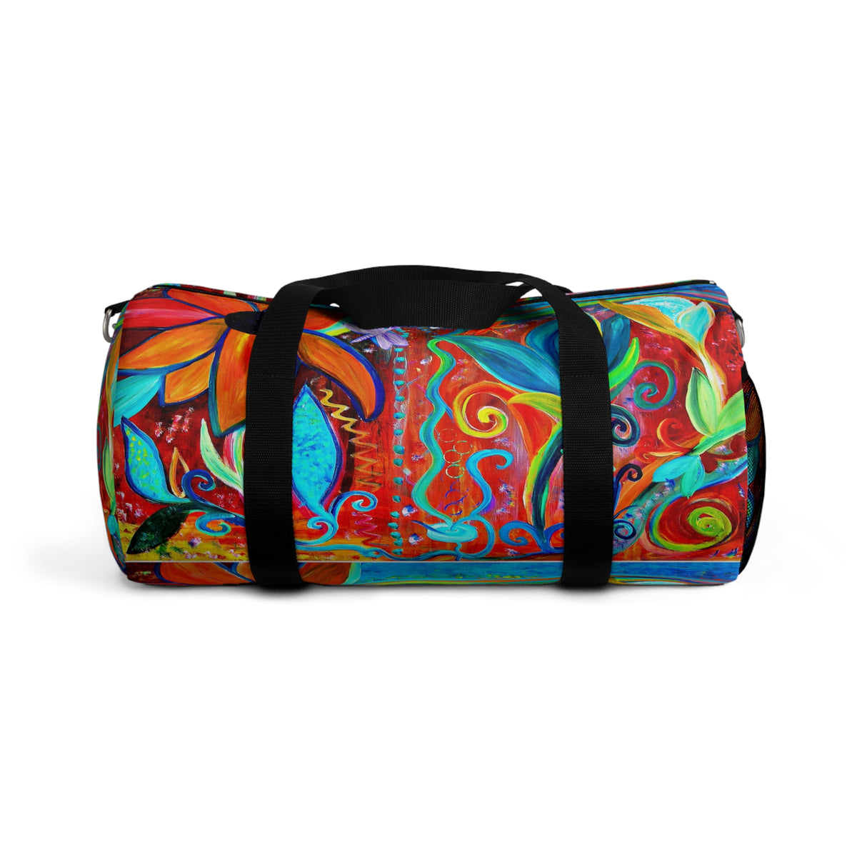 Vibrant Floral Art Duffel Bag — Colorful Abstract Travel & Gym Bag