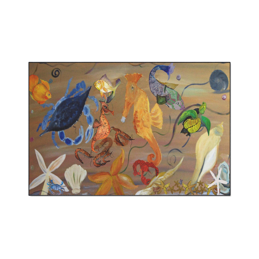 Underwater Garden Heavy-Duty Floor Mat — Colorful Seahorse & Sea Life Welcome Mat