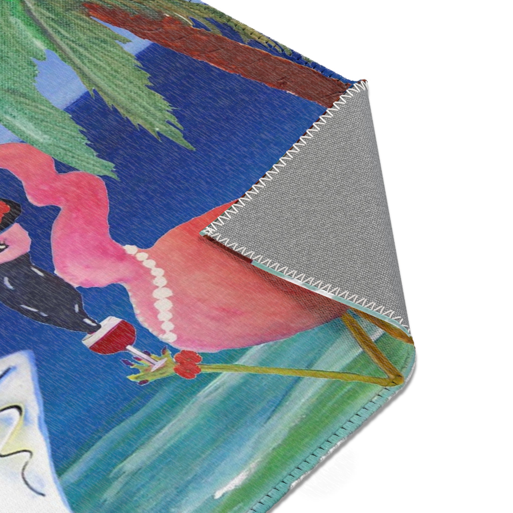 Tropical Flamingo 'At 4 We Pour' Area Rug – Beach Bar Cocktail Mat