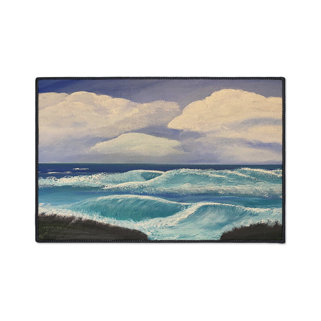 Ocean Waves Heavy-Duty Floor Mat — Coastal Seascape Doormat