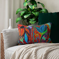 Abstract Floral Colorful Spun Polyester Lumbar Pillow from my intuitive art