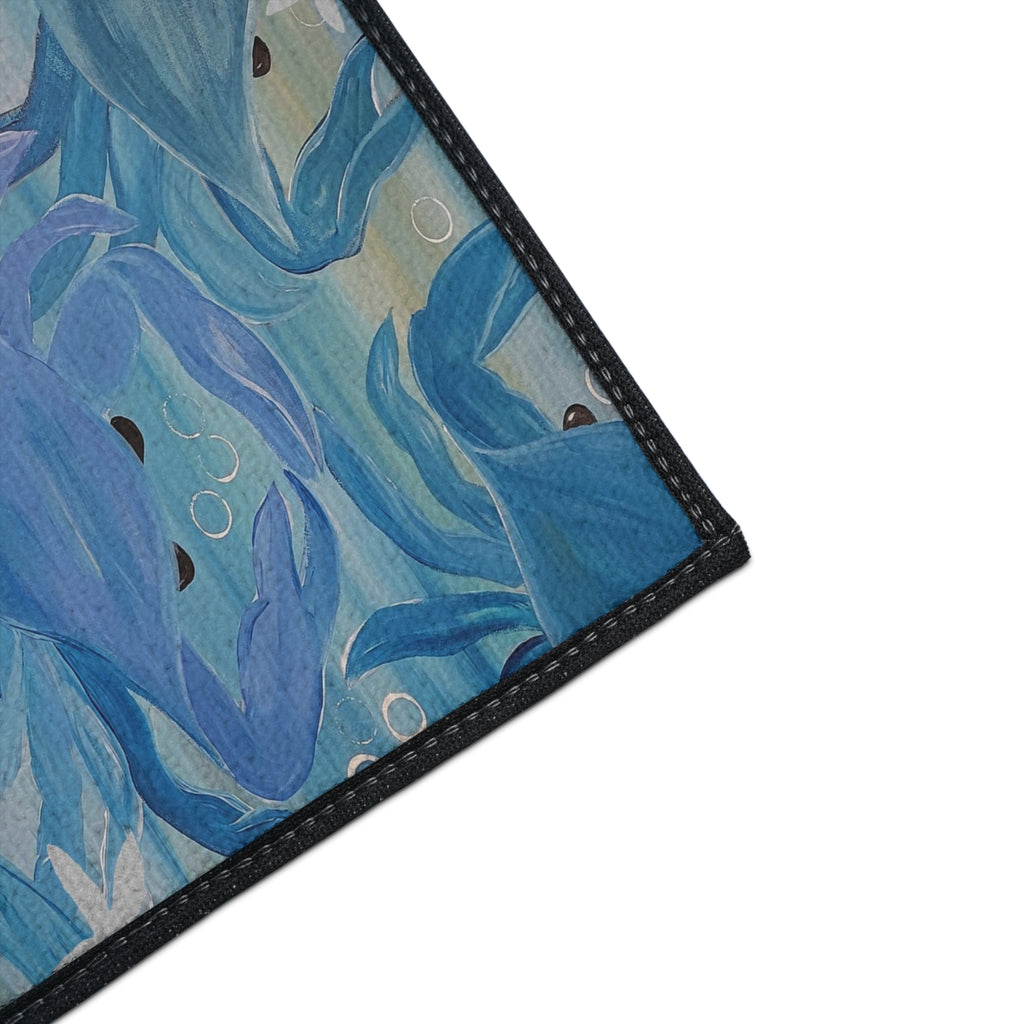 Blue Crab party Ocean Waves Heavy-Duty Floor Mat — Abstract Seascape Entrance Mat