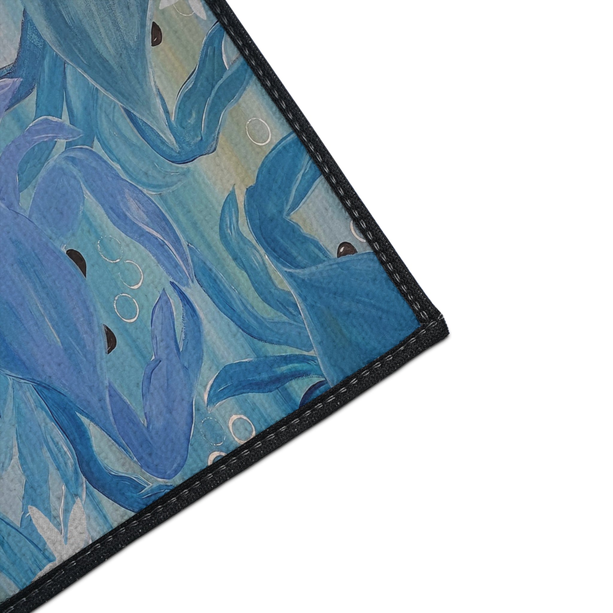 Blue Crab party Ocean Waves Heavy-Duty Floor Mat — Abstract Seascape Entrance Mat