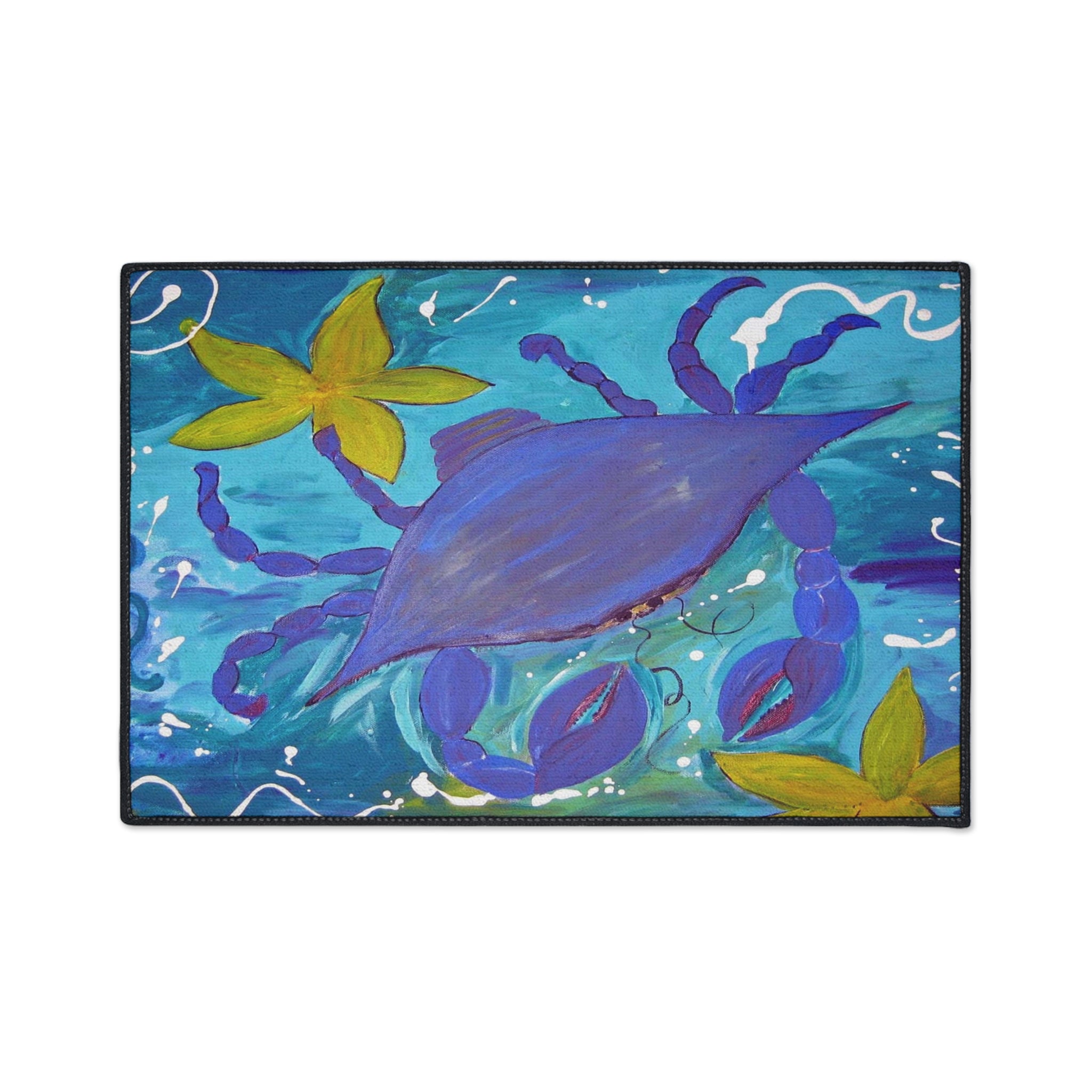 Beach Crab Island and starfish Heavy-Duty Floor Mat — Vibrant Coastal Entry Rug