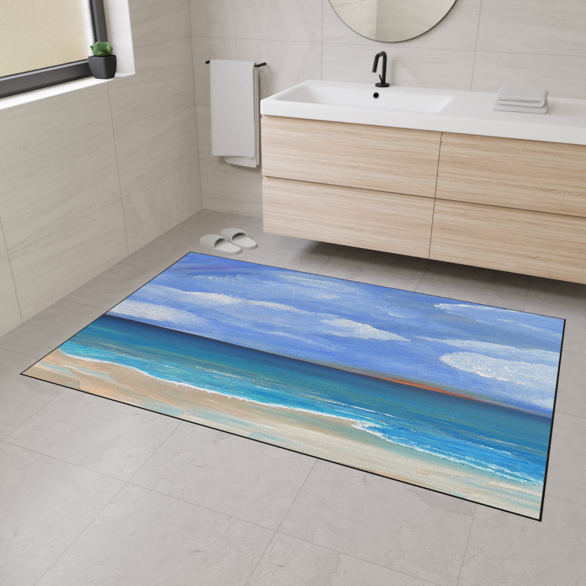 Coastal Calm Heavy-Duty Floor Mat — Ocean Beach Seascape Doormat
