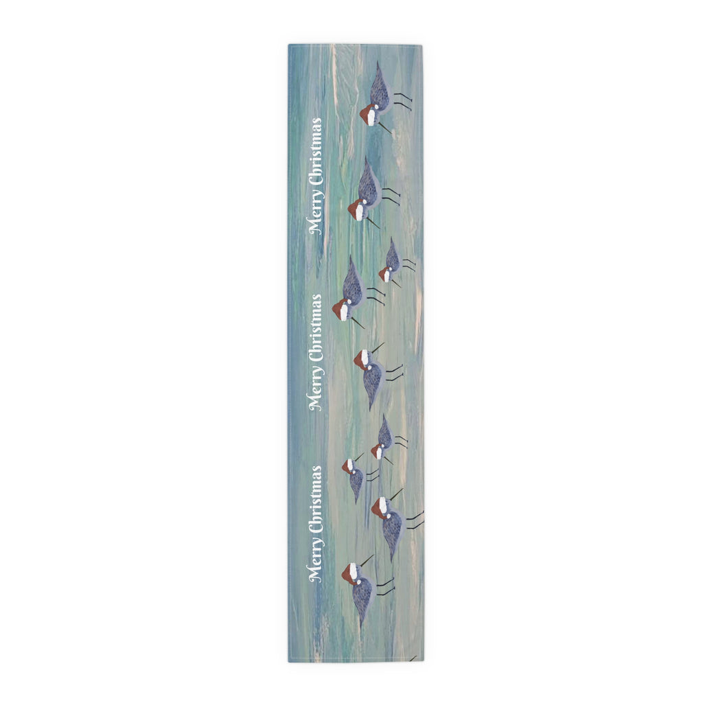 Christmas Shorebirds Table Runner – 'Merry Christmas' Coastal Holiday Decor