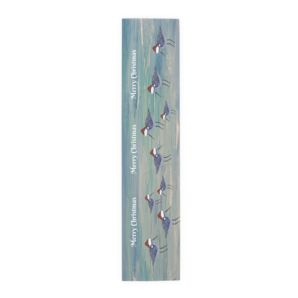 Christmas Shorebirds Table Runner – 'Merry Christmas' Coastal Holiday Decor