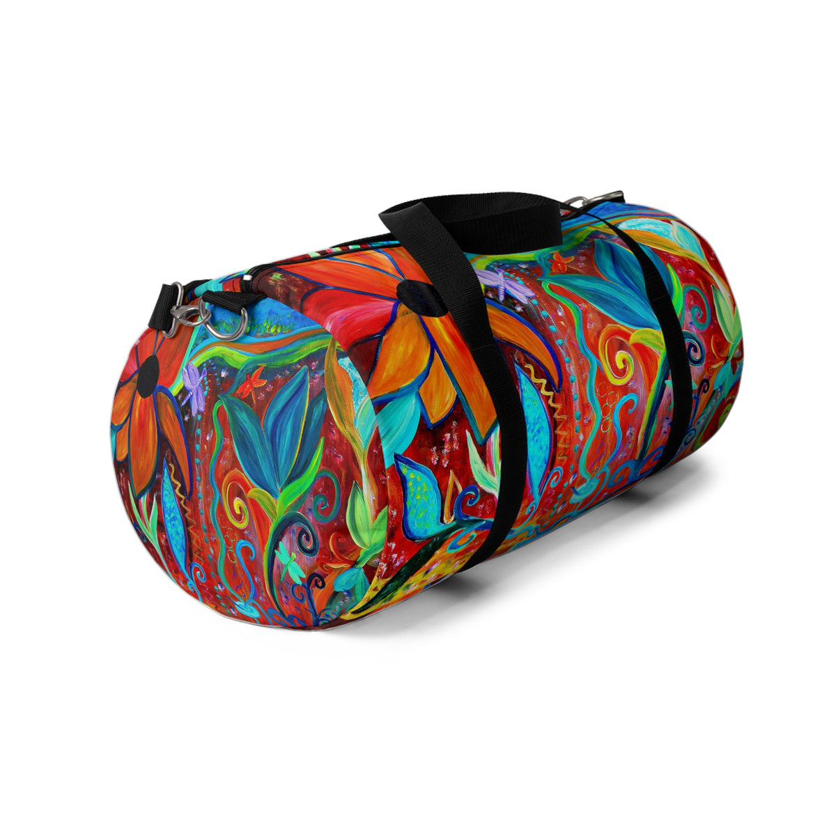Vibrant Floral Art Duffel Bag — Colorful Abstract Travel & Gym Bag