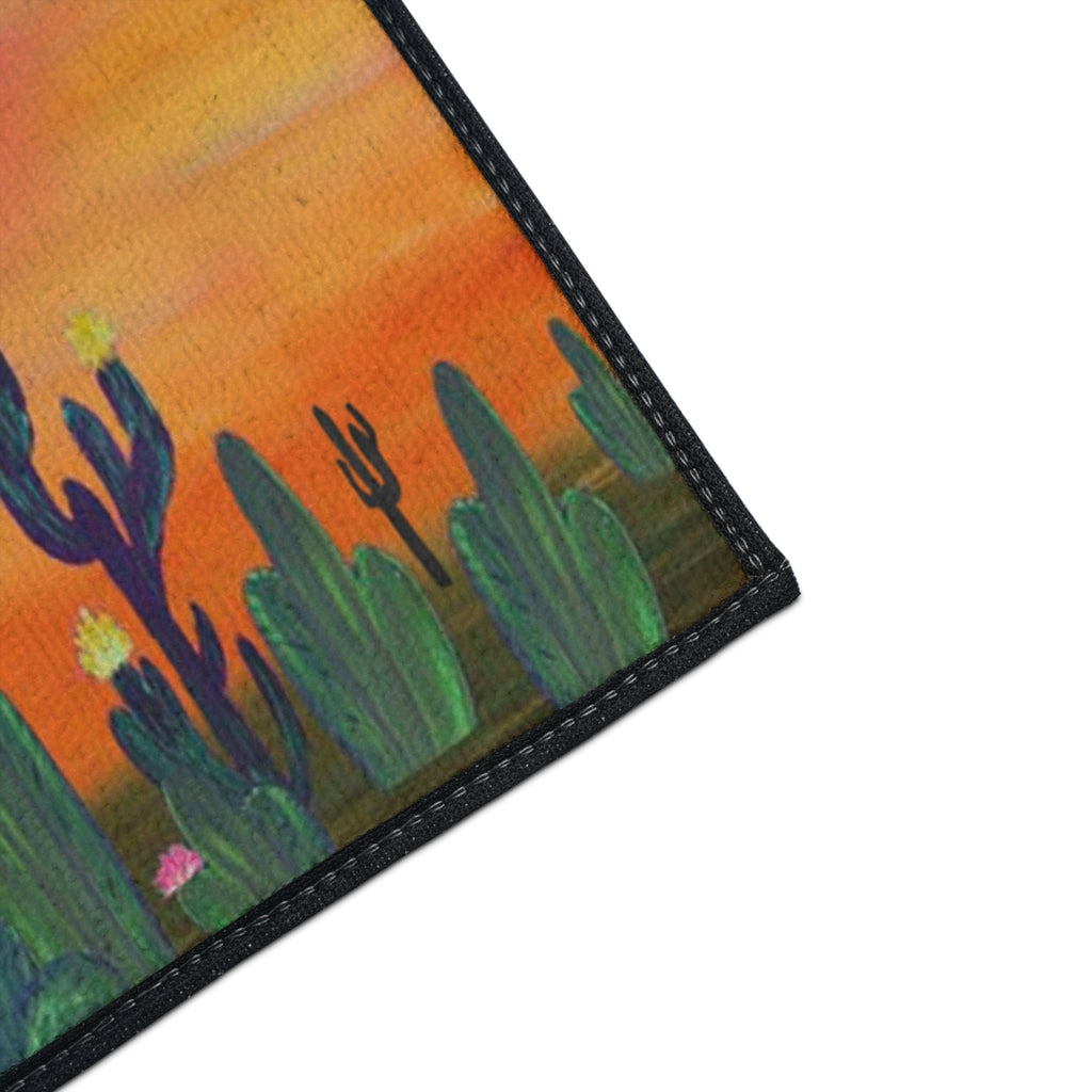 Desert Sunset Cactus Flowers Floor Mat
