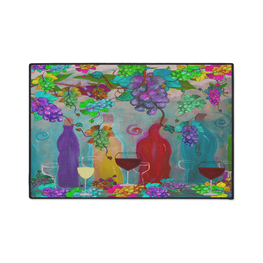 Wine & Grapes Heavy Duty Floor Mat — Colorful Vineyard Kitchen Rug