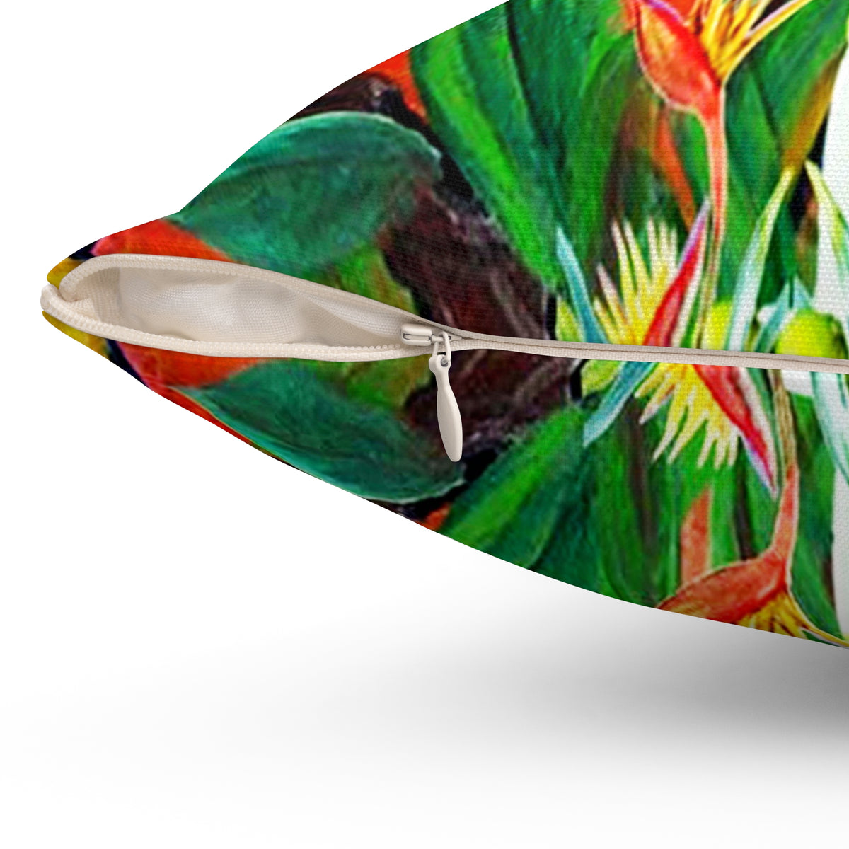 Square Pillow — Tropical Parrot 'It's 5 O'Clock Somewhere' Cocktail Design
