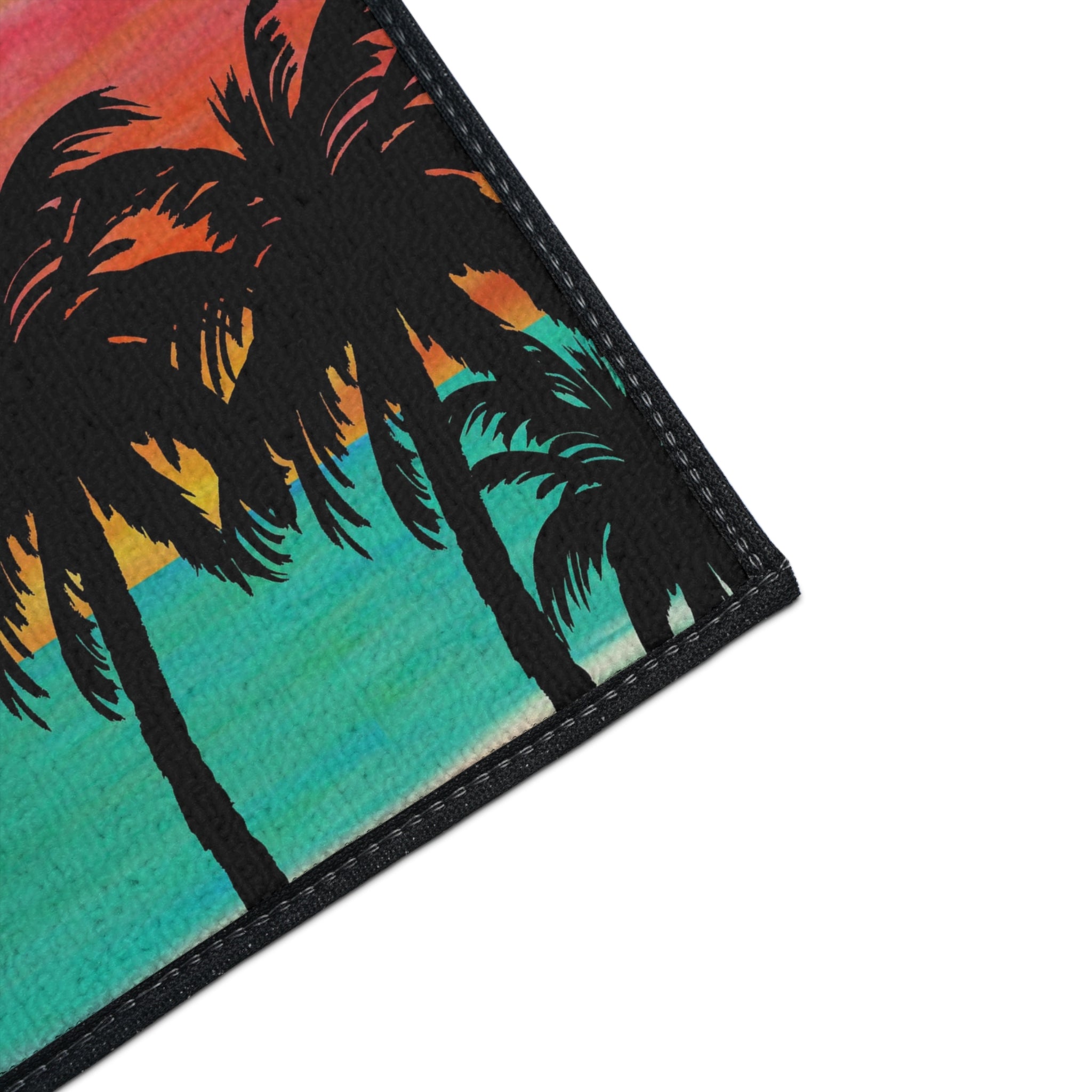Tropical Sunset Floor Mat — Heavy-Duty Palm Tree Doormat