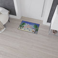 Coastal Christmas Floor Mat — “Merry Christmas” Palm Trees & Seagulls Heavy-Duty Doormat