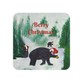 Christmas Bear Coasters — 'Berry Christmas' Holiday Drink Coasters (Set of 50/100)