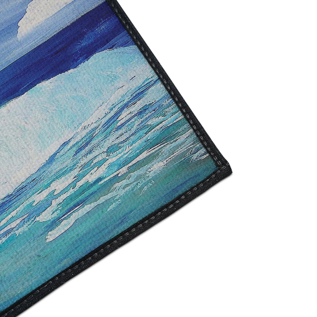 Coastal Christmas Floor Mat — Beach Palm Trees Holiday Doormat