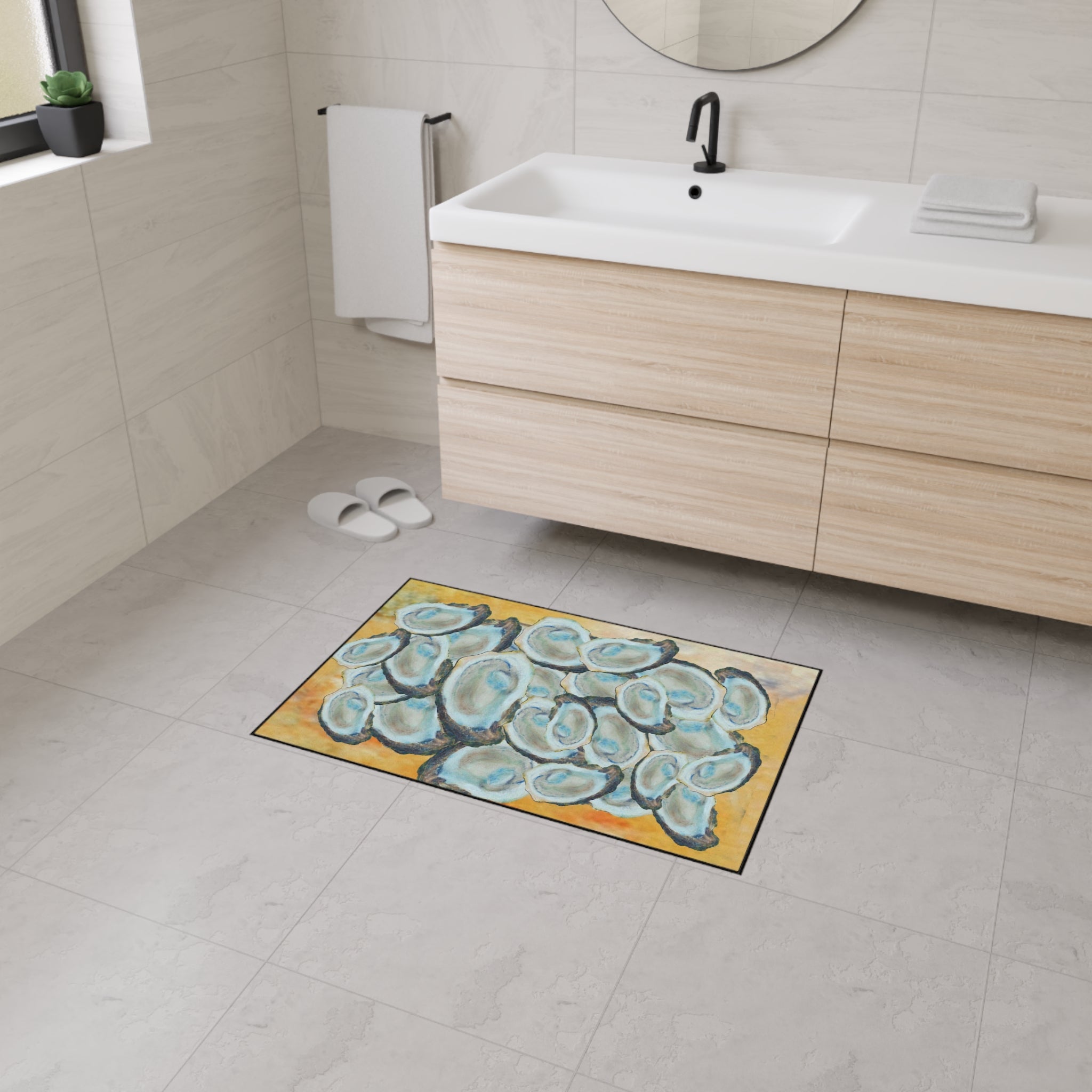 Oyster Shell Heavy-Duty Floor Mat — Coastal Seaside Entry Rug