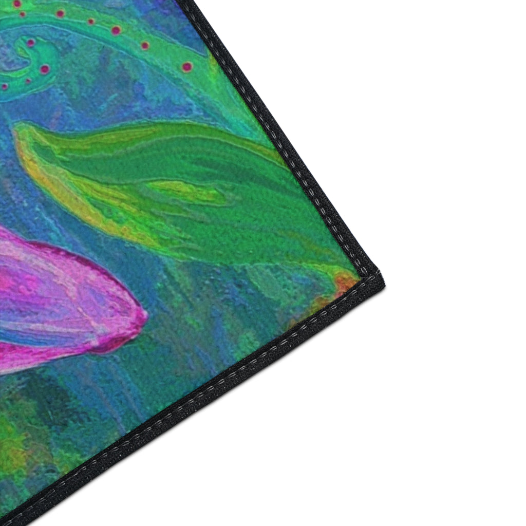 Pink Butterfly Floral Floor Mat — Colorful Garden Doormat