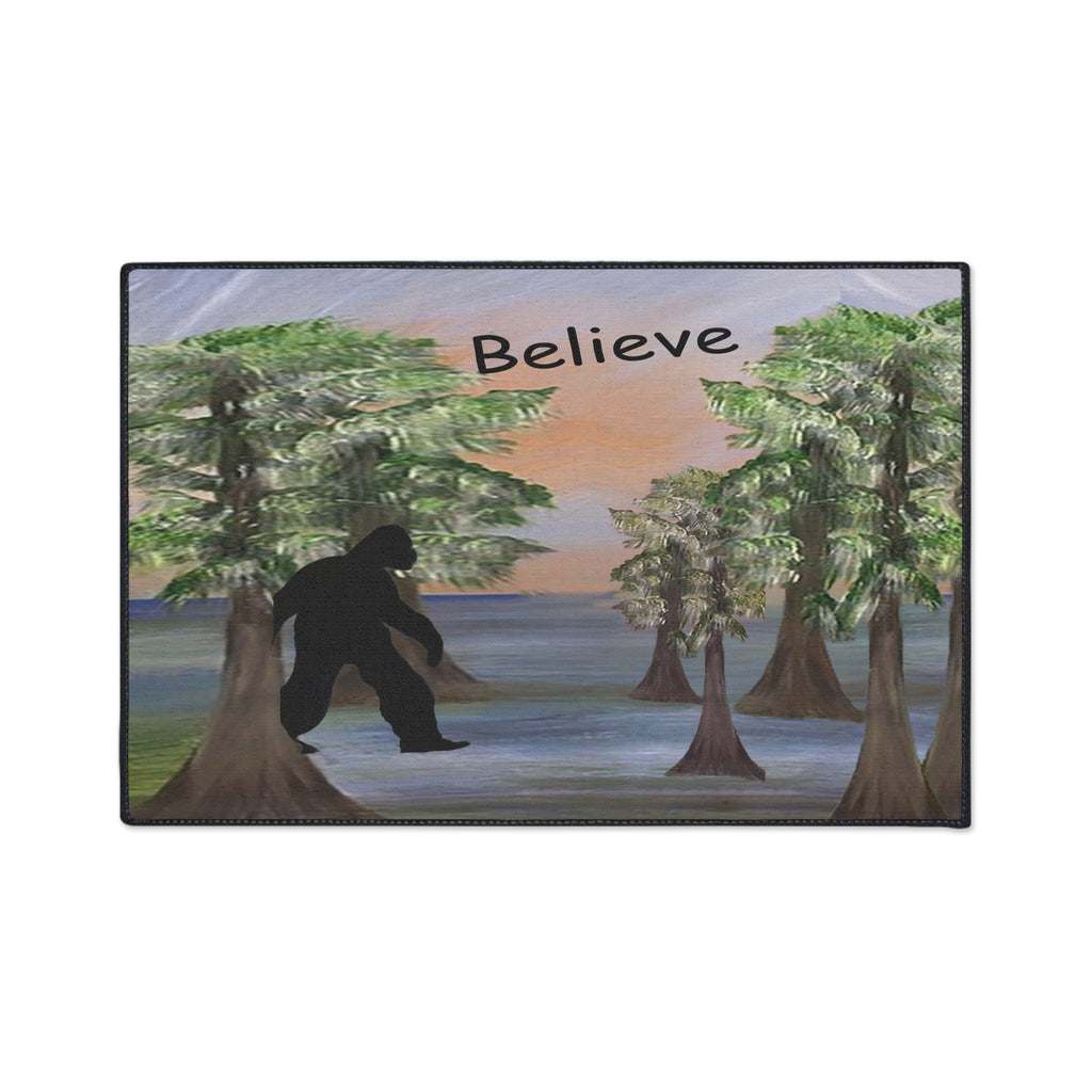 Believe Bigfoot Floor Mat Sashquash Swamp funny rug