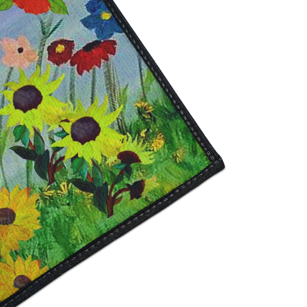 Gnome in Wildflower Garden Heavy Duty Floor Mat