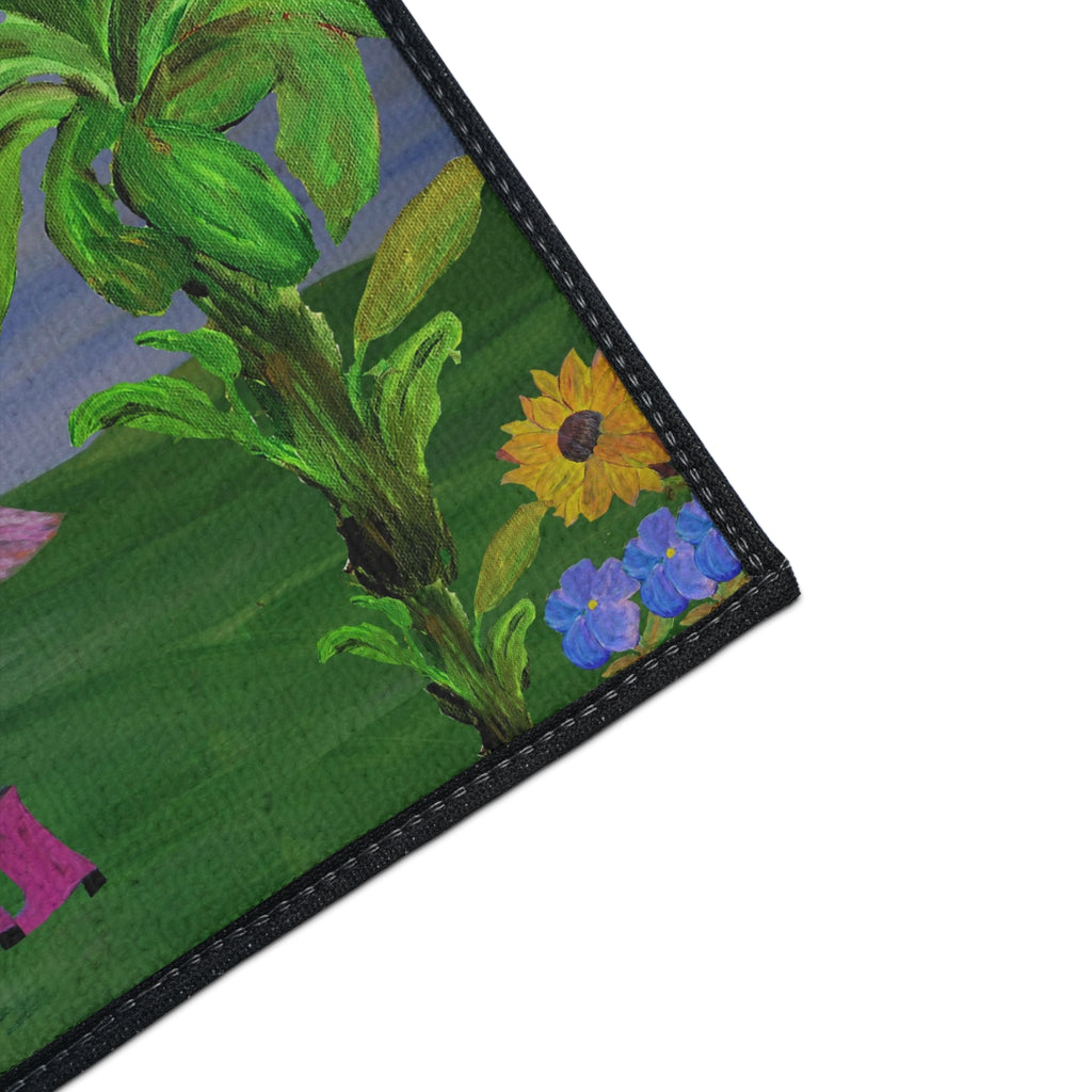 Cowgirl Pink Flamingo in Cowboy boots and hat funny Garden Heavy Duty Floor Mat