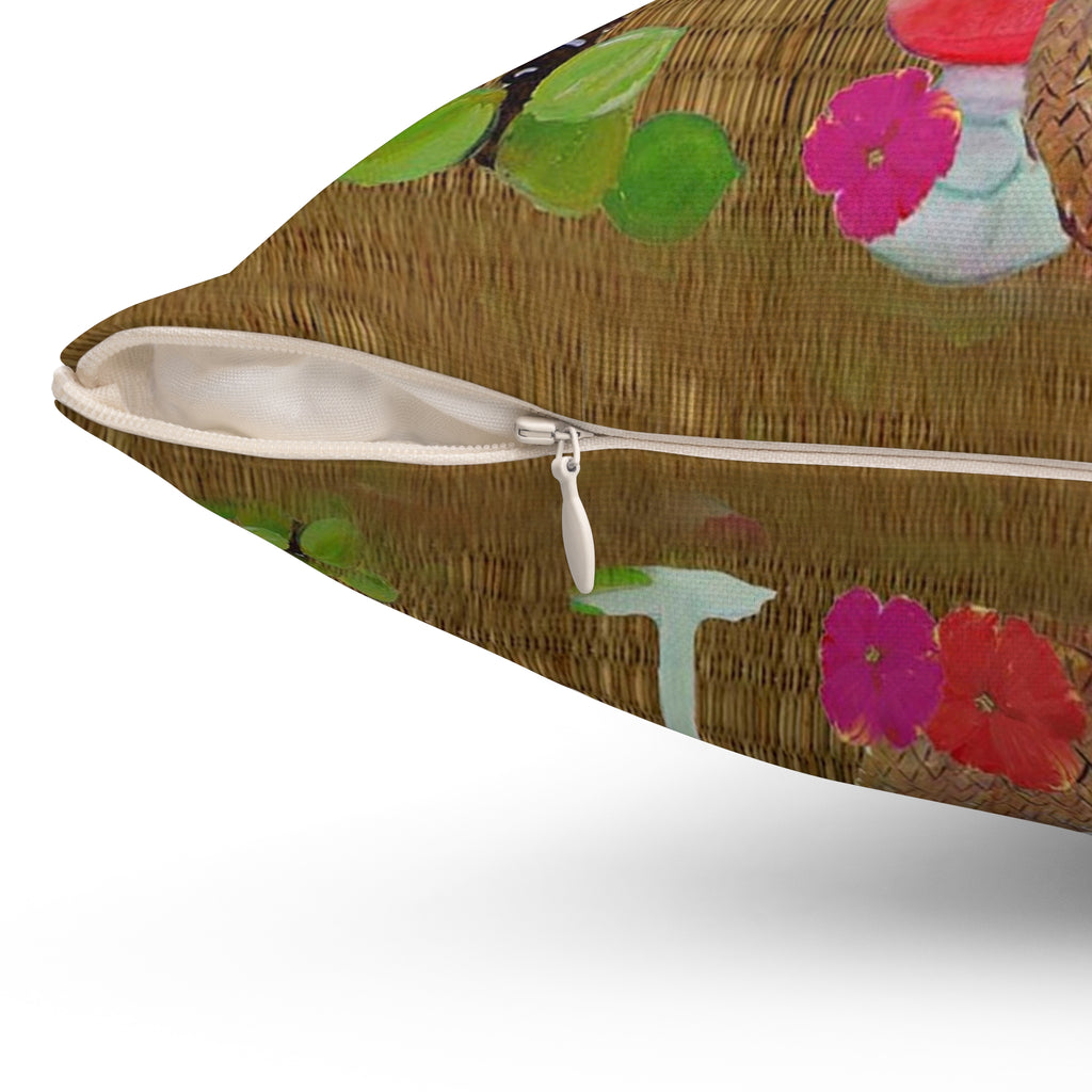 Happy Hour Tropical Pillow — Cocktail Bar Decorative Throw Pillow