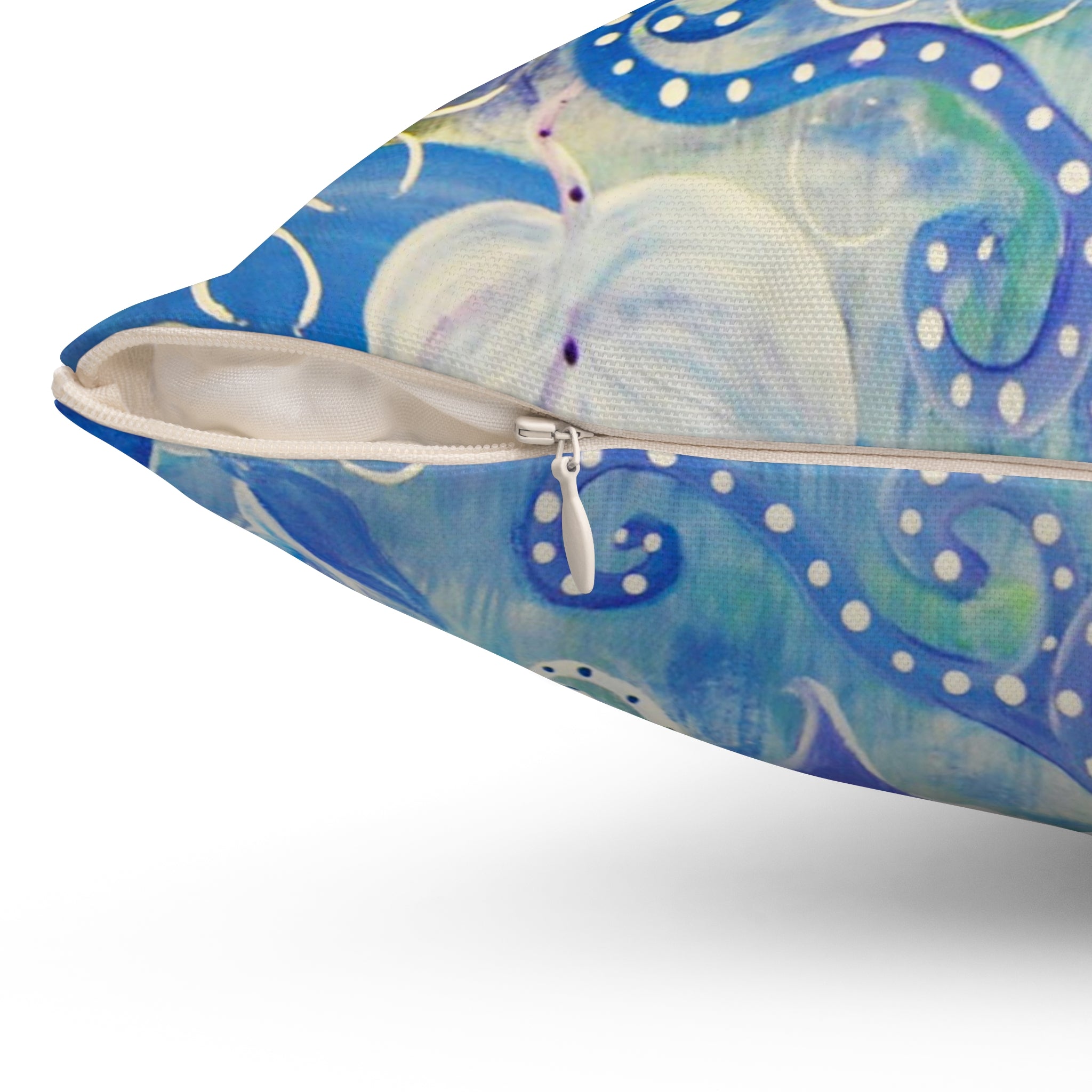Blue Violet Floral Heart Pillow — Decorative Square Throw Pillow