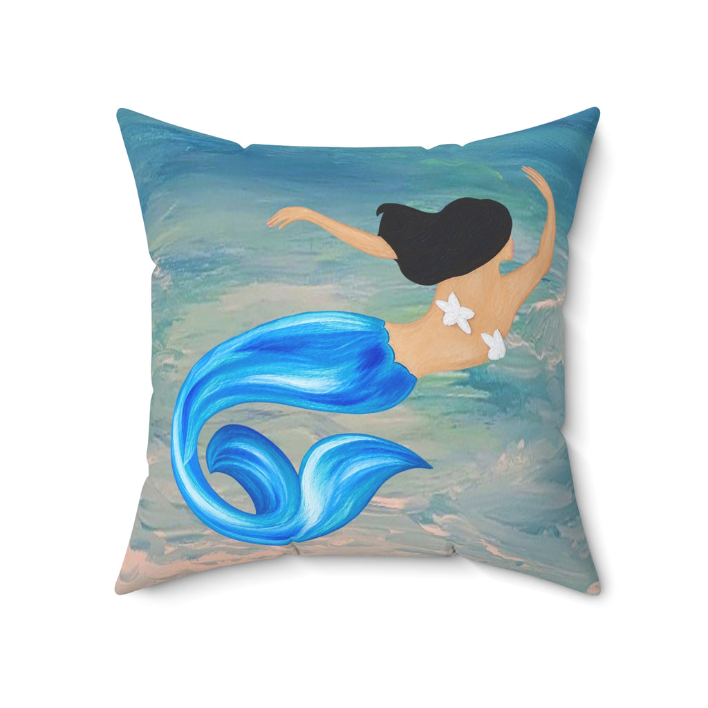 Blue Mermaid Swim Decorative Pillow