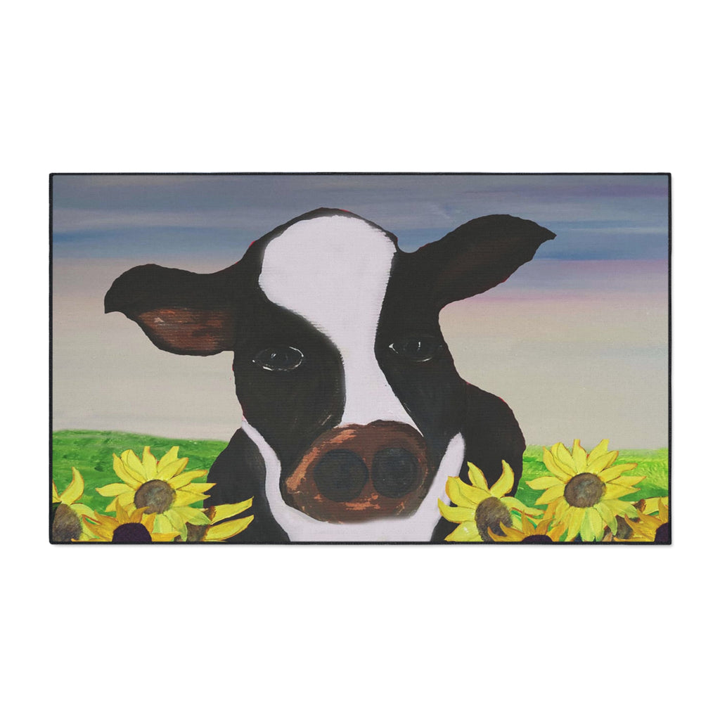 Cow & Sunflowers Heavy Duty Floor Mat — Farmhouse Welcome Doormat