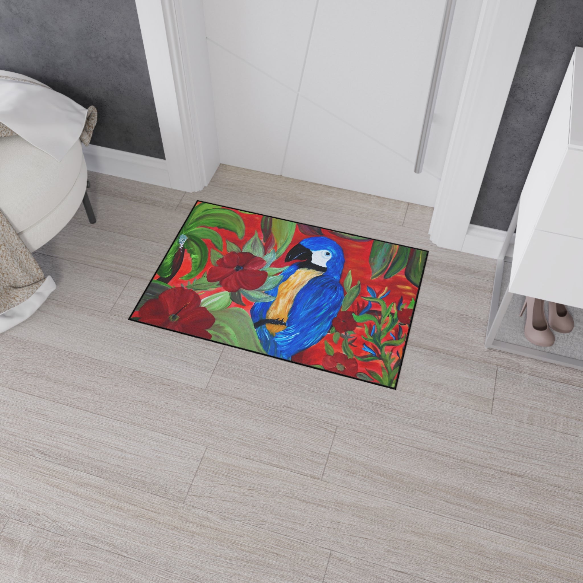 Tropical Macaw Floor Mat — Heavy-Duty Non-Slip Door Rug