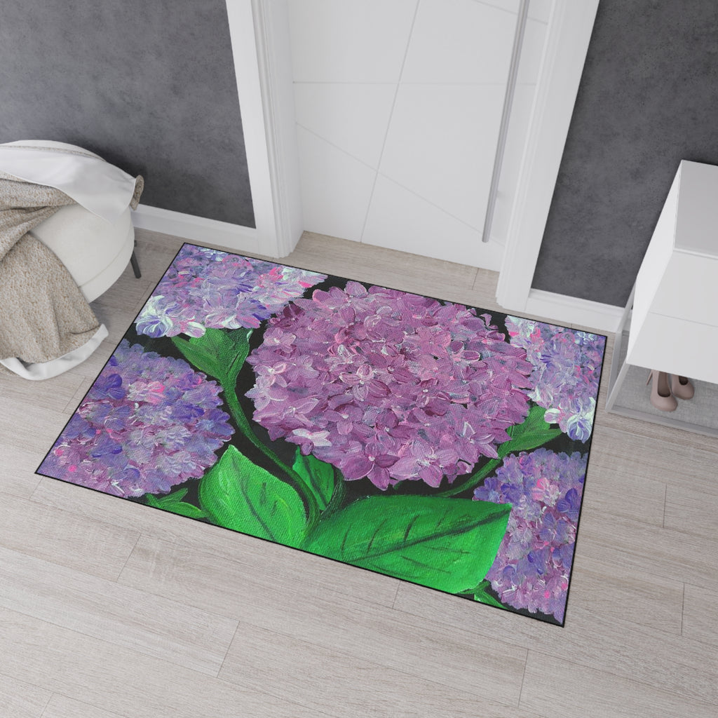 Purple Hydrangeas Floral Heavy-Duty Floor Mat