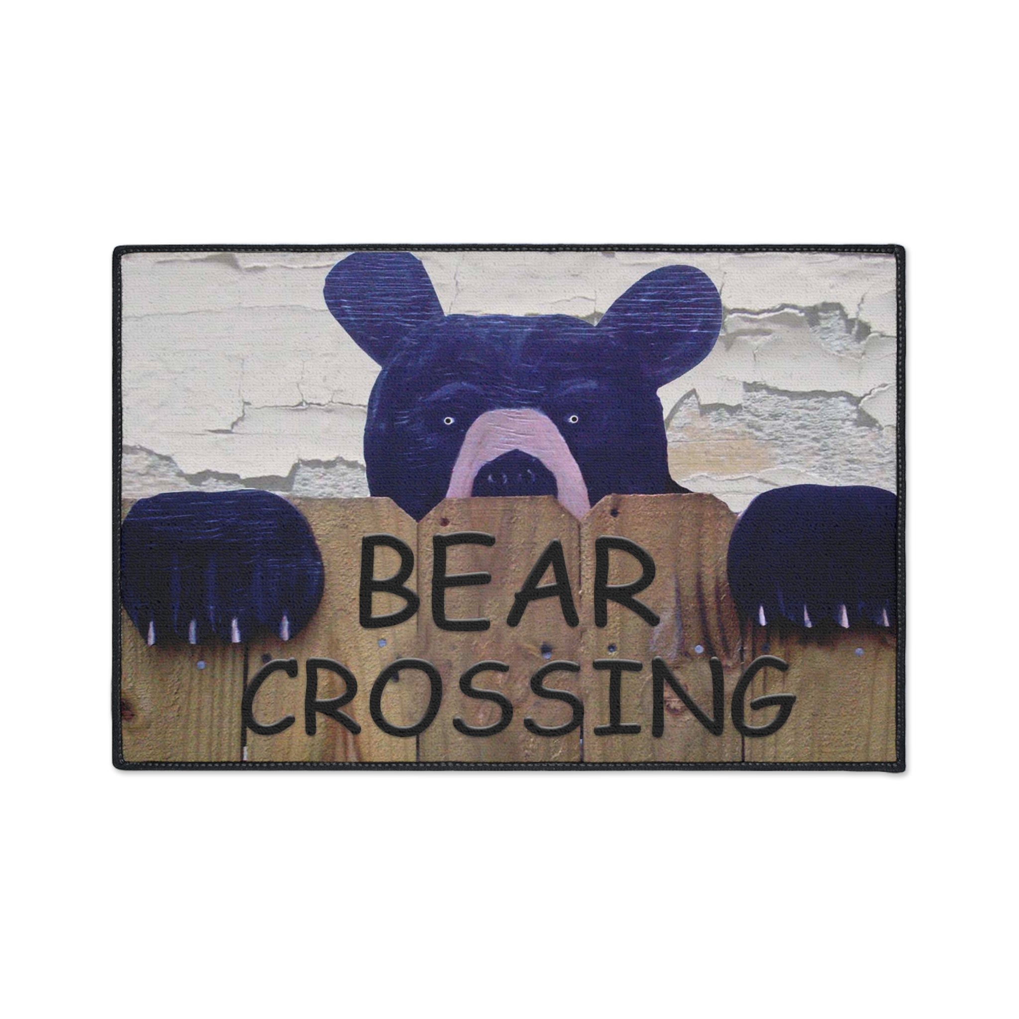 Bear Crossing Heavy-Duty Floor Mat — Rustic Welcome Doormat for Porch & Entry